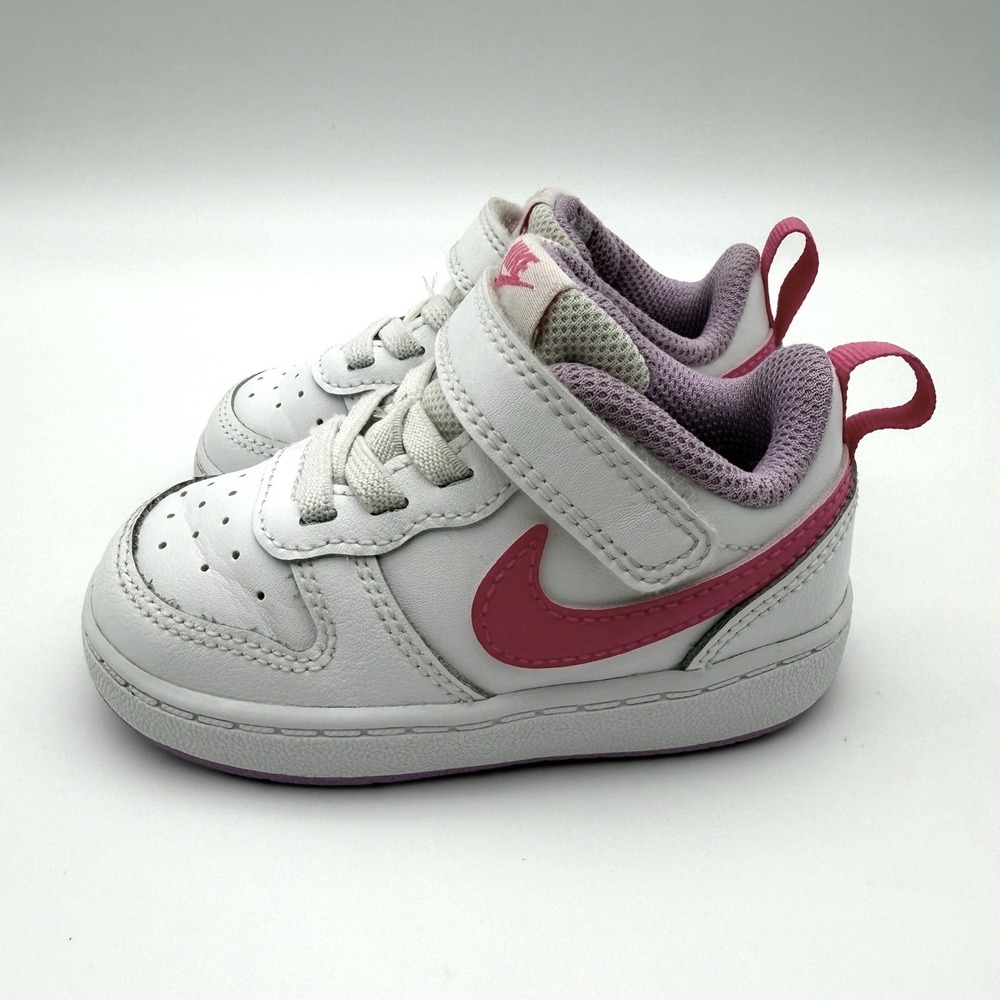 Nike Court Borough Low 2 Toddler Sneakers Shoes White Pink Purple Size 5C